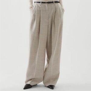 COS Wide Leg Wool Trouser Pant Tan / Gray size 6 US